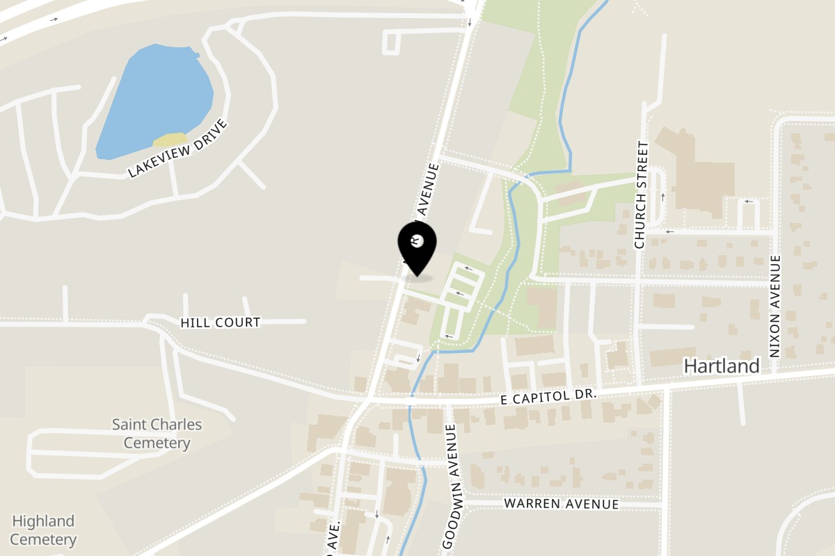 Map showing the location of Señor Tomas Restaurant on 150 North Ave in Hartland